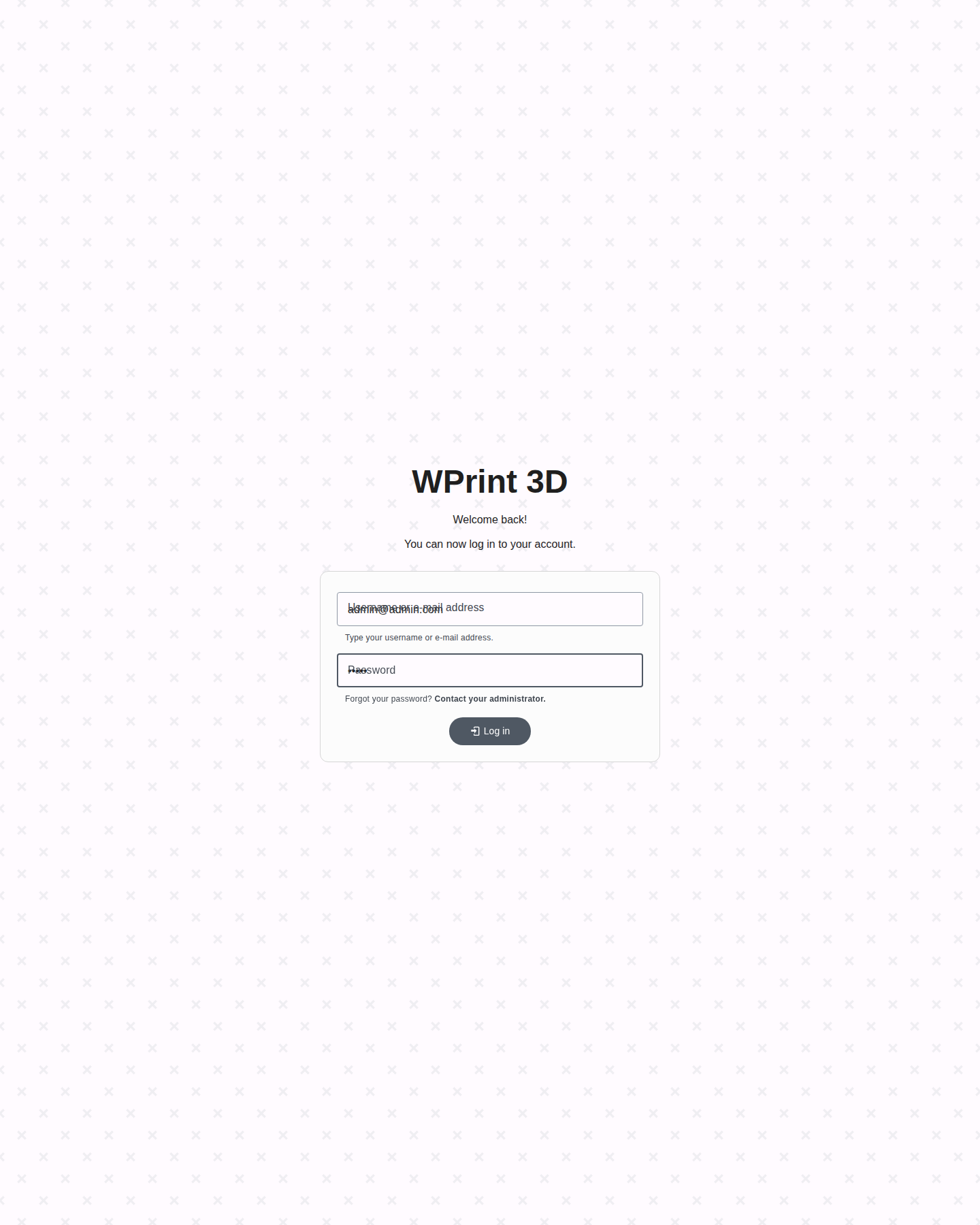 Login screen